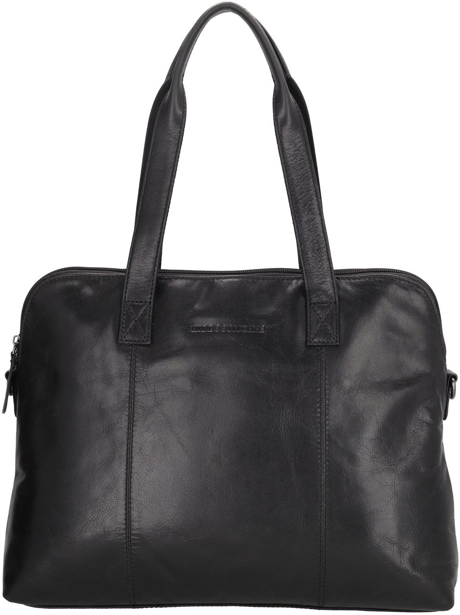 Hide & Stitches Porto Laptoptas 13,3 inch - Leer - Shopper - Schoudertas - Leren Dames Tas - Zwart