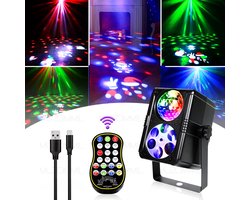 2-in-1 Kerst Projectorlamp met Discobal – LED Kerstverlichting voor Binnen & Buiten – Afstandsbediening – Meerkleurig Licht – Kerstman & Sneeuwpop Projecties