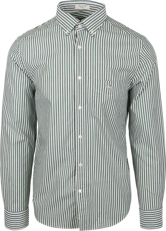 Groene gestreepte blouse van Gant met borstzak