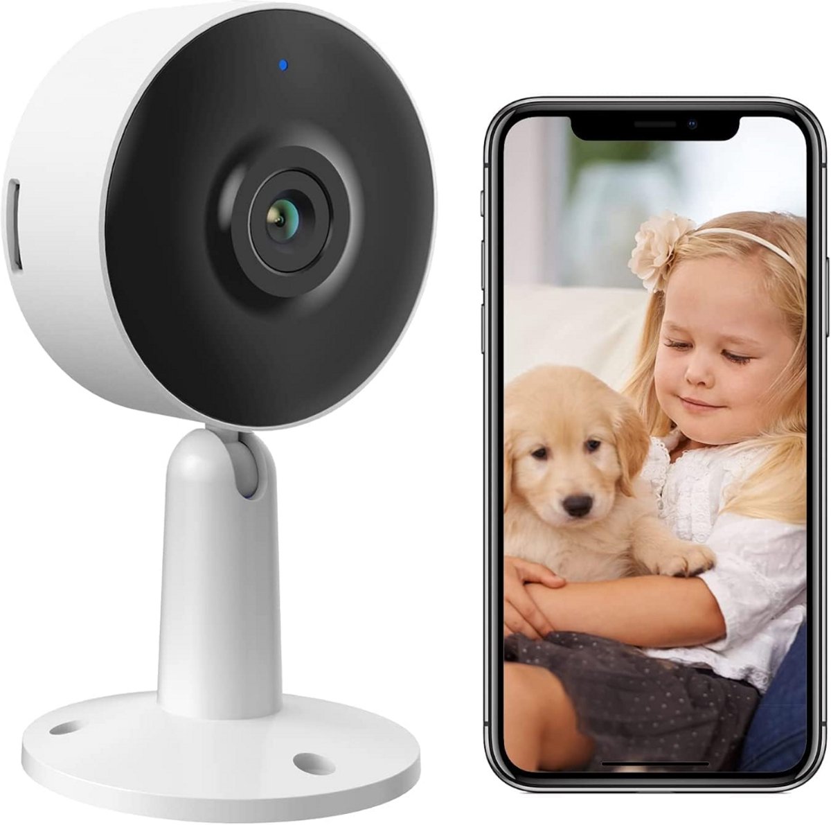 DailySupplies® Hondencamera - Huisdiercamera - Babyfoon met Camera en App - Baby Monitor - Full HD - Wit