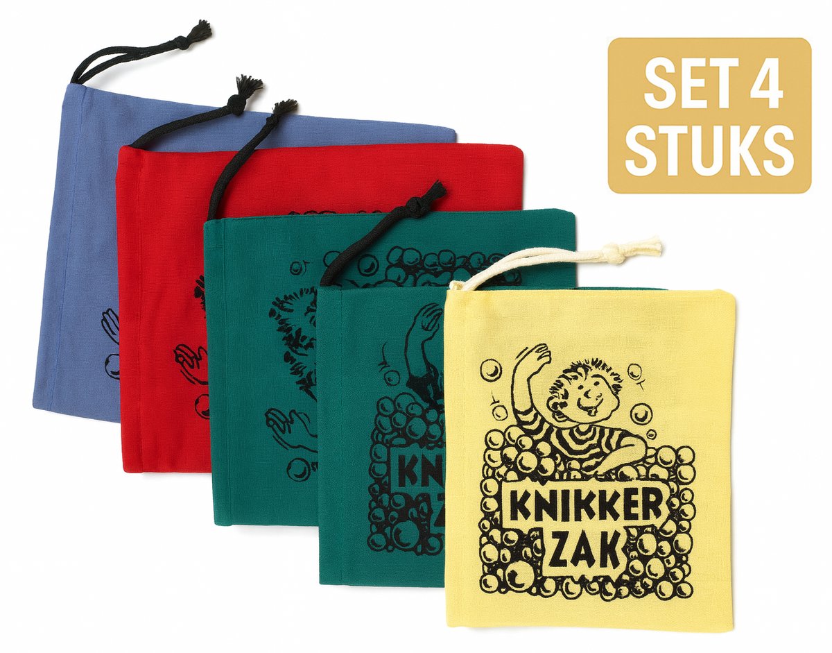 PartyFX Knikkerzakken - SET van 4 stuks in diverse kleuren (knikkerzak met sluitkoord)