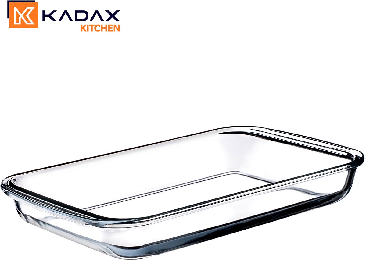 KADAX Rechthoekige ovenschaal 3L van hittebestendig glas, vaatwasmachinebestendige gasbakvormen, servies voor braden, glazen ovenschaal voor lasagne, cake (transparant)