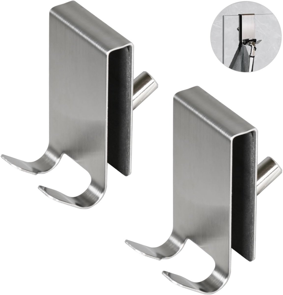 EXCITAT 2 stuks - Handdoekrek - Douchehaak - RVS haak - Geschikt voor doucheruimtes, badkamers, 5-10 mm glazen deuren - Zilver