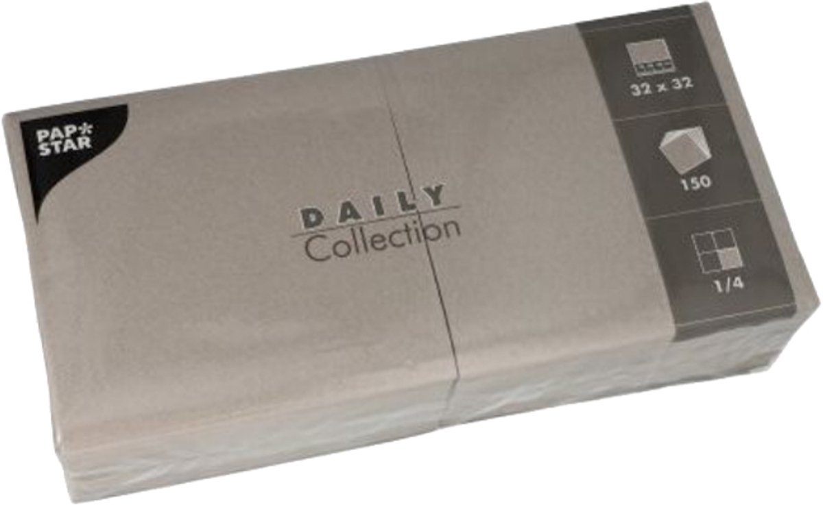 150 Servetten DAILY Collection 1/4 vouw 32 cm x 32 cm wit