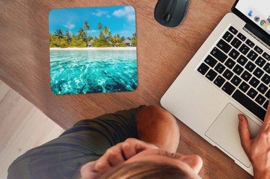 Muismat 20x20 cm - Mousepad Strand - Palmbomen - Zee - Muismatten