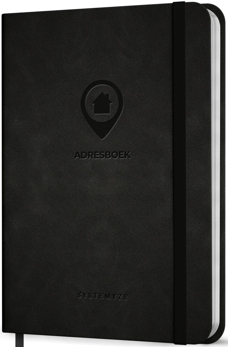 Systemyze Adresboek – Adresboekje met Alfabet – Adressenboek – Telefoonboekje – A5 – Zwart