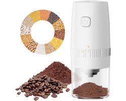Koffiemolen-koffiemolen electrisch-kruidenmolen-elektrische koffiemolen - Draagbare zout- en pepermolen - Instelbare grofheid, Automatische USB oplaadbare koffiemolen voor keuken, grill en restaurant - Wit - 19x8 cm