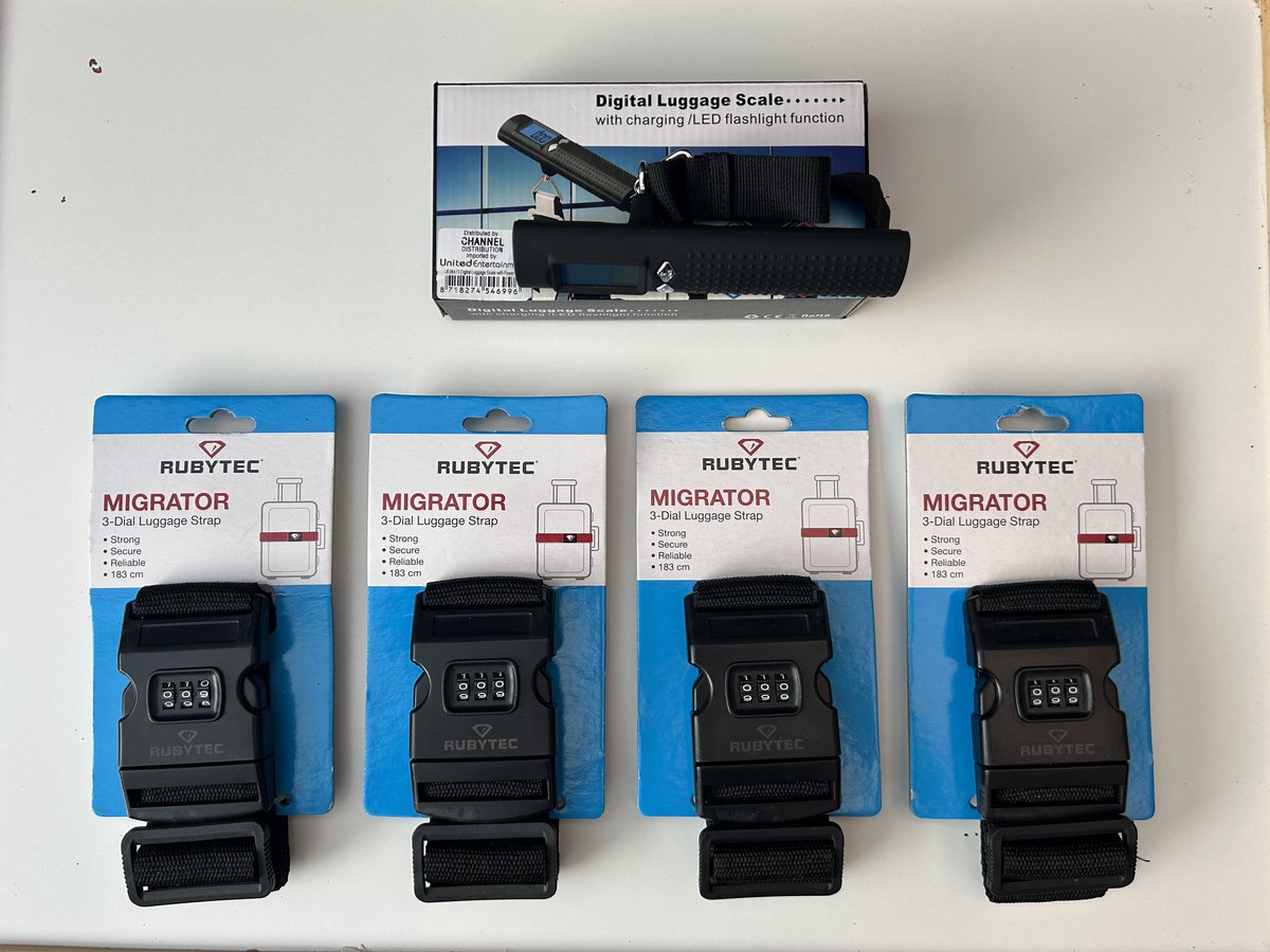 Kofferriem met Cijfer slot - Bagage Riem - Luggage Strap - Kofferband - Gesp - 183 Cm Zwart Verstelbaar - Bagageriem - 183 Centimeter - Extra Beveiliging - Reizen - vakantie Set van 4 Stuks nu met extra koffer weegschaal