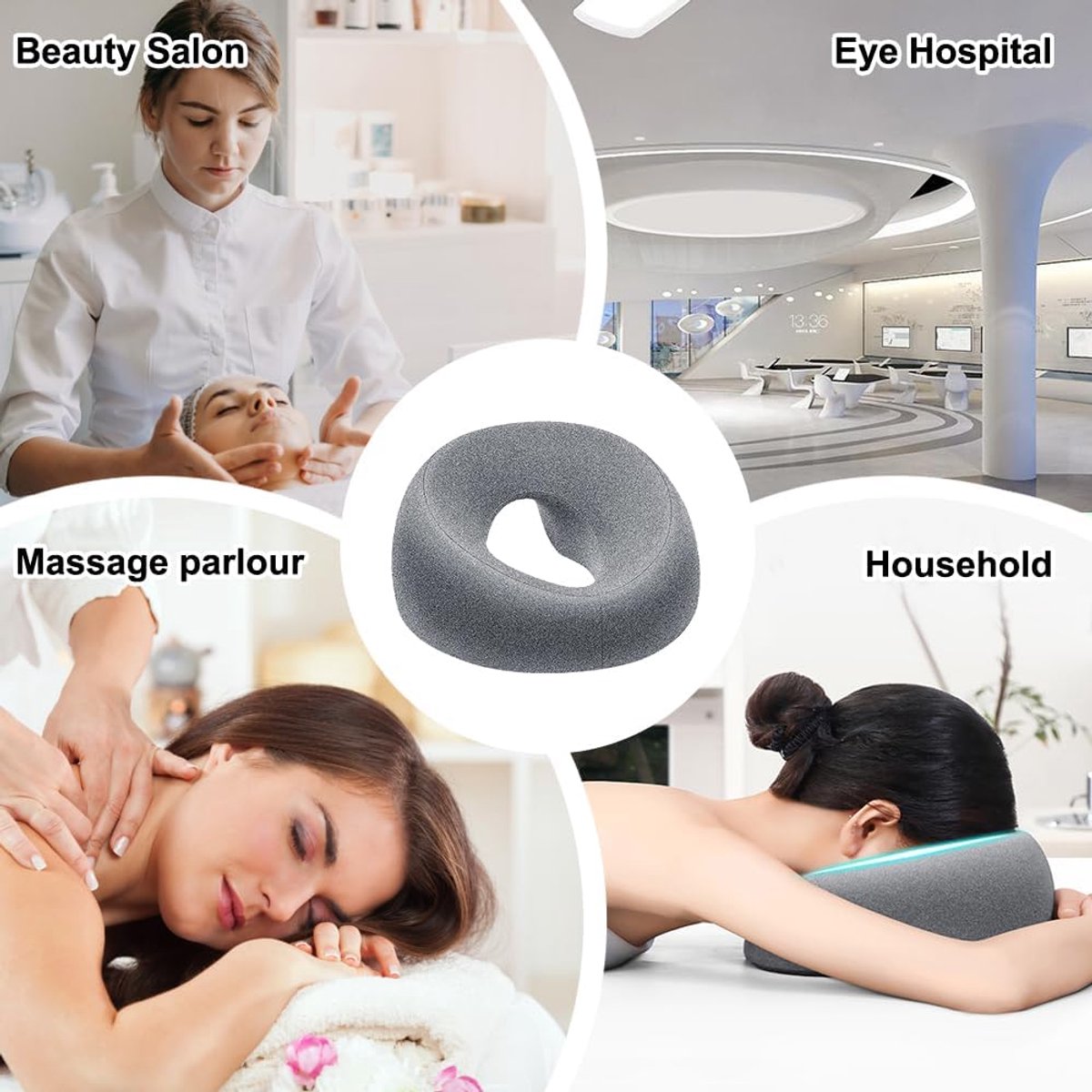 Massagekussen, massagehoofdsteun voor het bed, hoofdkussen met gat, massagekussen met de voorkant naar beneden, hoofdkussen, massage gezichtsondersteuning voor salons, bureaus, 28,8 x 7,5 cm