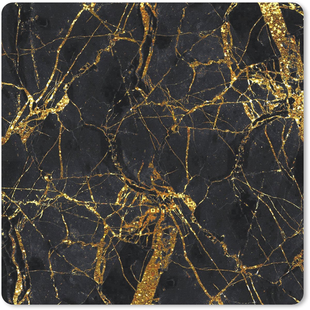 Muismat 30x30 cm - Mousepad Marmer - Goud - Zwart - Patronen - Muismatten