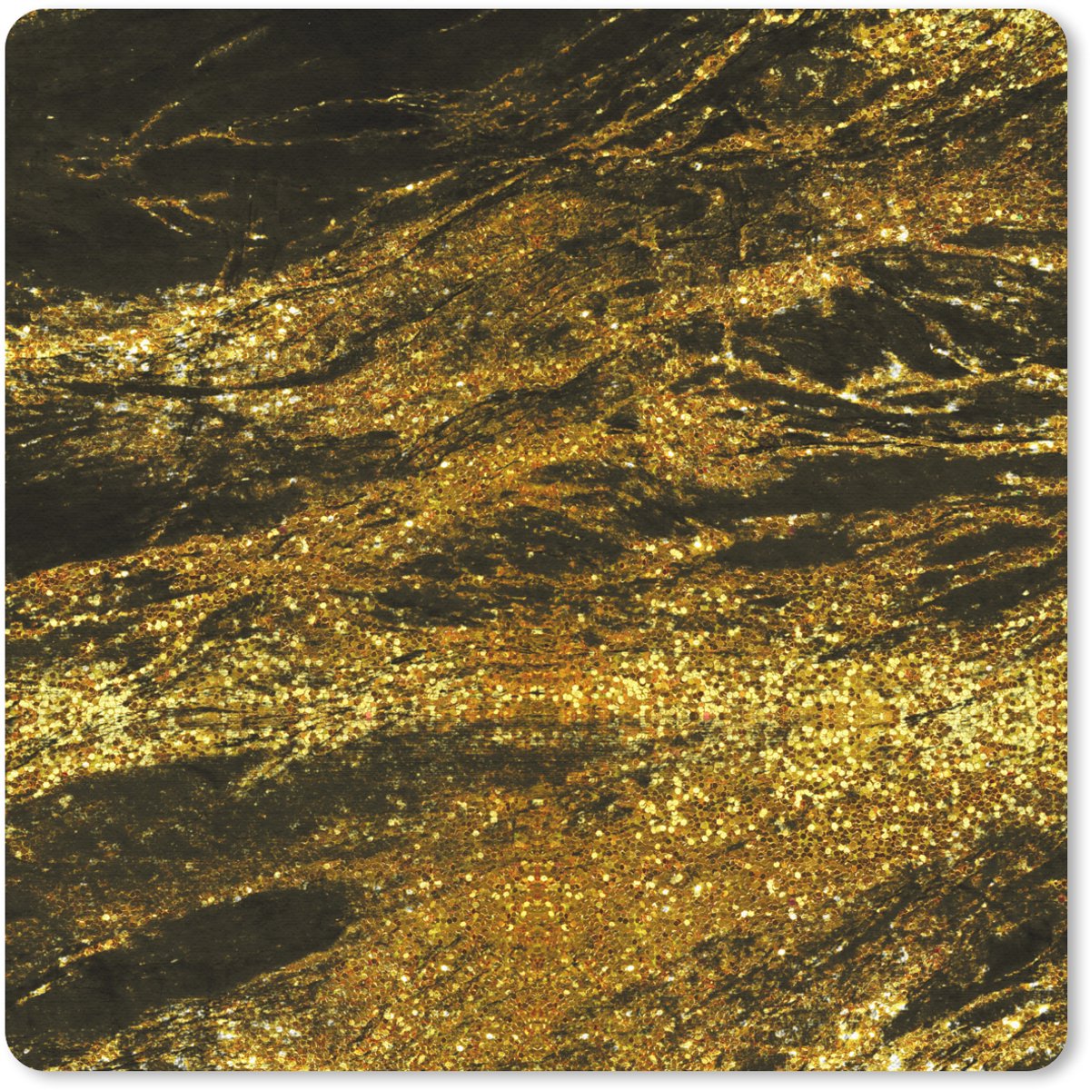 Muismat 20x20 cm - Mousepad Marmer - Goud - Zwart - Trendy - Muismatten