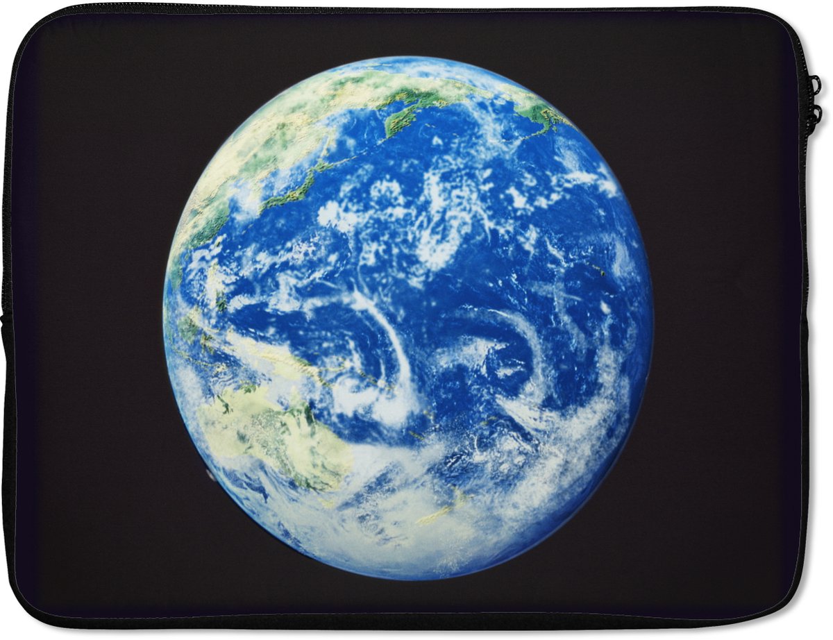 Laptophoes 17 inch - Satellietbeeld van een oceaan op aarde - Laptop sleeve - Binnenmaat 41x28 cm - Zwarte achterkant