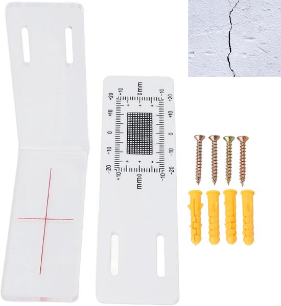 L-vorm - Crack Monitor - Betonscheurmonitor - Scheurmonitorrecorder - Standaard scheurmonitor - Hoekscheurmonitor - dekking van ±20 mm horizontaal en ±10 mm verticaal - voor het bewaken van de aanwezigheid van scheuren in constructies, gebouwen
