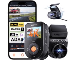 Vantrue S1 Pro Max 4K+4K Dashcam Voor- en Achterkant, Dual 2160P Dashcam met STARVIS 2 HDR PlatePix™ Nachtzicht, 5GHz WiFi, GPS-snelheid, 24/7 Parkeermodus, ADAS/BSD, Optionele LTE, Ondersteunt tot 1TB Max