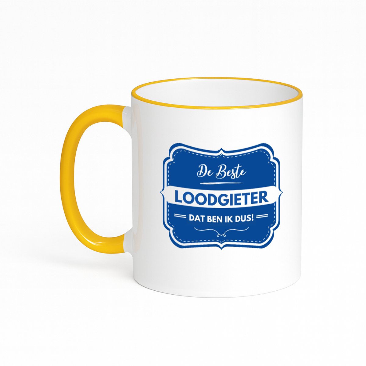 Hacebo® - De beste loodgieter koffiebeker met gekleurde rand goudgeel - Loodgieter - loodgieters - thee mok - koffie beker - werk - afscheidscadeau - verjaardagscadeau - kado - koffiemok - 330 ML