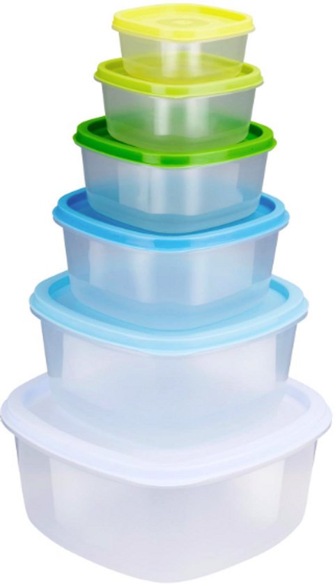 Voedselbewaarbox Set – 6-delig – Verschillende Formaten van 0,2L tot 3L – Vershoudbakjes voor Keuken en Lunch