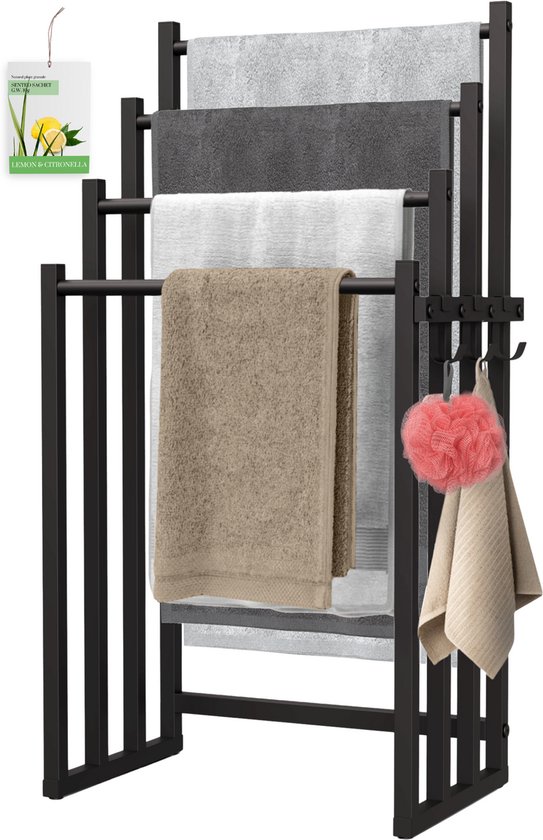 Porte-serviettes noir - étendoir pour serviettes