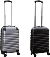 Travelerz kofferset 2 delig ABS handbagage koffers - met cijferslot - 27 liter - zwart - zilver