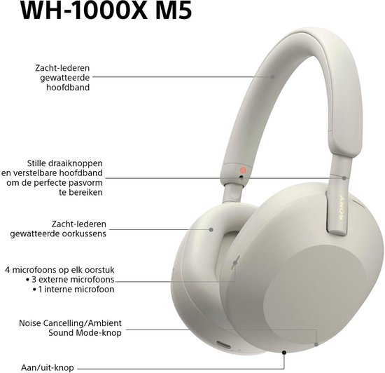 Sony WH-1000XM5 - Draadloze Koptelefoon met Noise Cancelling
