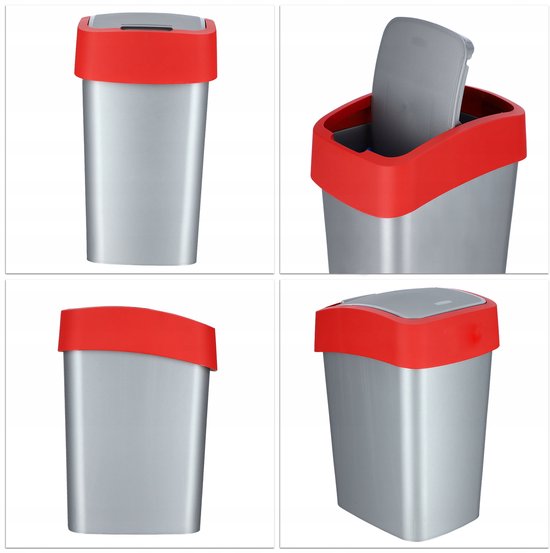 Curver Afvalcontainer, zilver/rood | bol