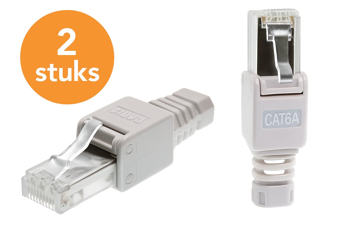 ZELFIX® Toolless RJ45 Connector - Cat 6a - Kabel Connector - Kabelverbinder - U/UTP - 2 Stuks