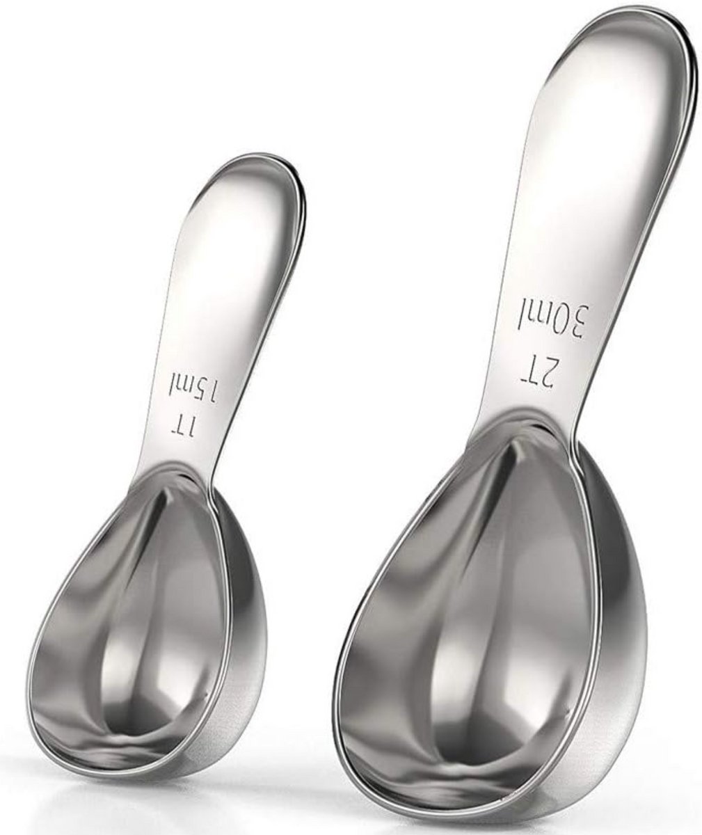 House of Husk Koffie Maatlepel Set - RVS - Maatcups - Maatschep- Koffielepel - Koffieschepje - 2 Stuks
