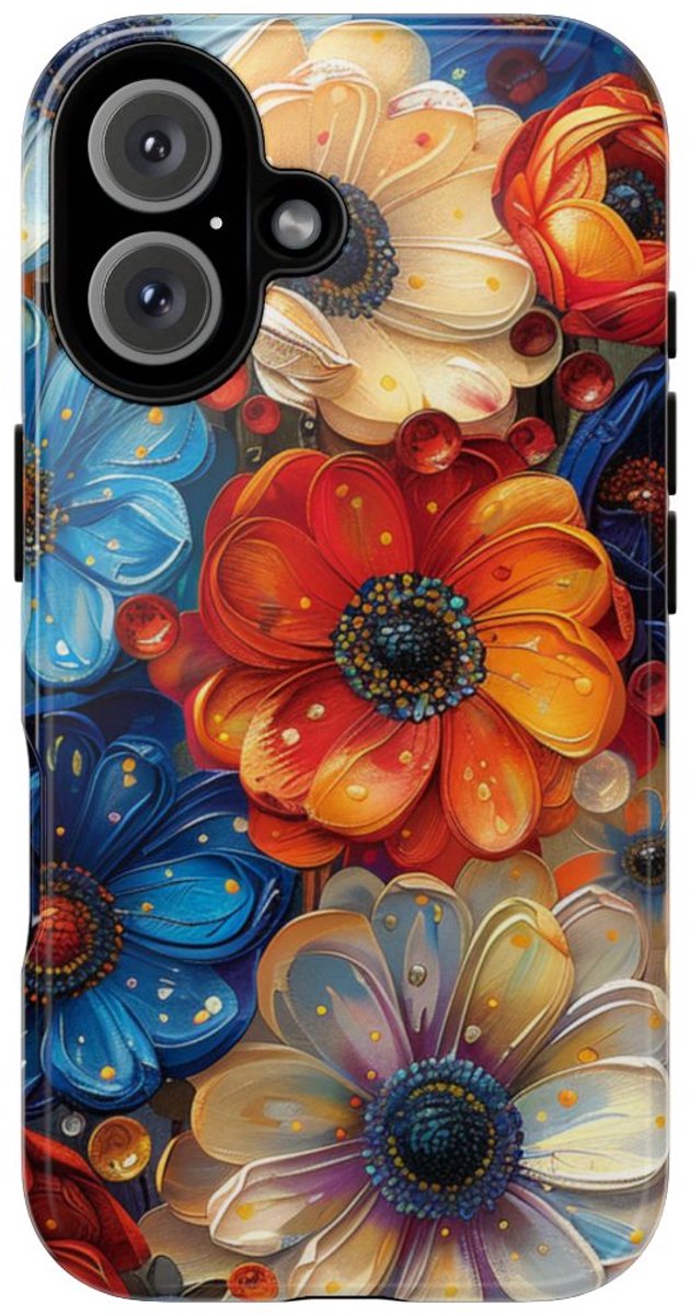 Levendig Abstract Bloemenpatroon – Telefoonhoesje Geschikt voor iPhone 16