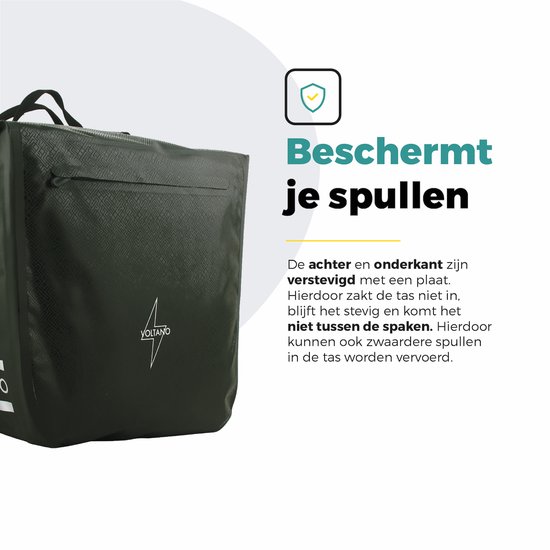Voltano Dubbele Fietstas Rolltop Intense Green - 48 Liter - 100% Waterdicht - Fietstassen Electrische Fietsen Groen van Voltano — afbeelding 3