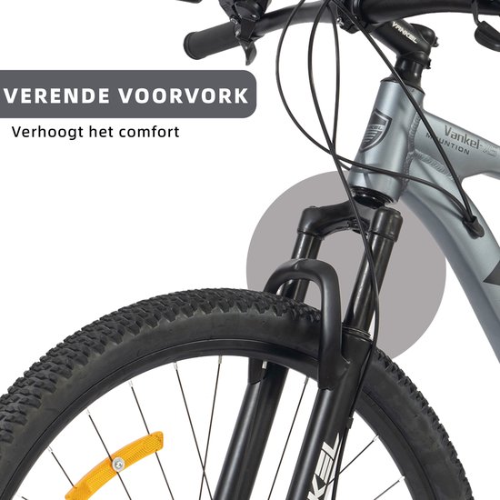 Fiets Mountainbike VANKEL 29 inch - Hardtail mountainbikes - Shimano 21 versnellingen - Shimano Derailleur met dubbele schijfremmen - Geschikt voor lengtes vanaf 160 cm - voor dames en heren - Grijs van Fiets. — afbeelding 2