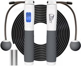 Uten - 2-in-1 Professioneel Springtouw Set - 2 Verschillende Soorten - Touw en Draadloos Springtouw - Springtouw Met Teller - Voor Volwassenen en Kinderen - Verstelbaar - Speedrope - Jump Rope - Grijs (5 Kleuren)
