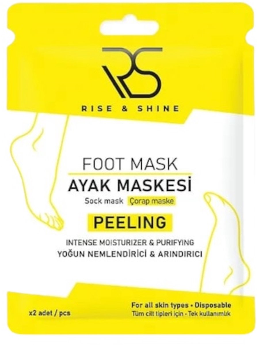 Rise and Shine Rise & Shine Peeling Foot Mask - Intense Moisturizer & Purifying, Exfoliërend Voetenmasker, Eeltverwijderaars, Peeling Sokken - Sokken 1 paar - 25 ml, Dilan Polat