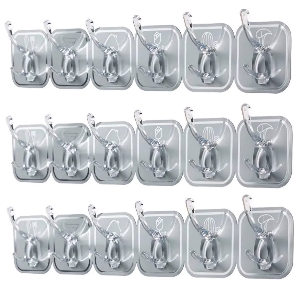Wandhaken 6-in-1 Grijs 3 stuks - Handdoekhaakjes - Ophanghaken - Zelfklevende plakhaken vo