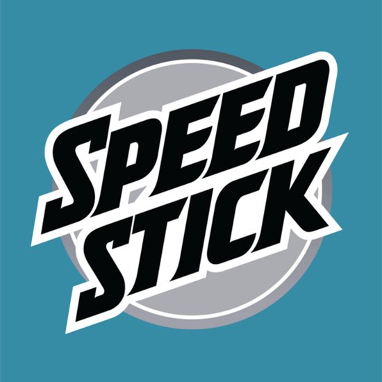 Logo Speed Stick sur fond bleu.