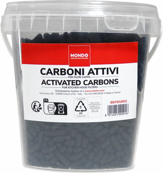 Mondo actieve koolstof korrels 400g - navulling voor afzuigkappen & luchtfilters