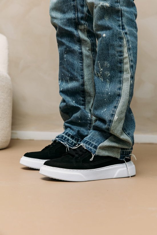 Baskets pour femmes Homme Orlando Cuir Nubuck Zwart - Oscar&Djayds - Zwart - Cuir Véritable - Baskets pour femmes - Chaussures pour femmes - OD 330 - Pointure 40