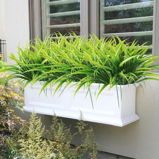 UXORSN 8 bundels kunstplanten, lavendel, outdoor, kunstbloemen, zoals echt weerbestendig, uv-bestendig, struiken, namaakbloemen, kunstbalkonplanten, decoratie voor tafel, raam, tuin, decoratie, wit