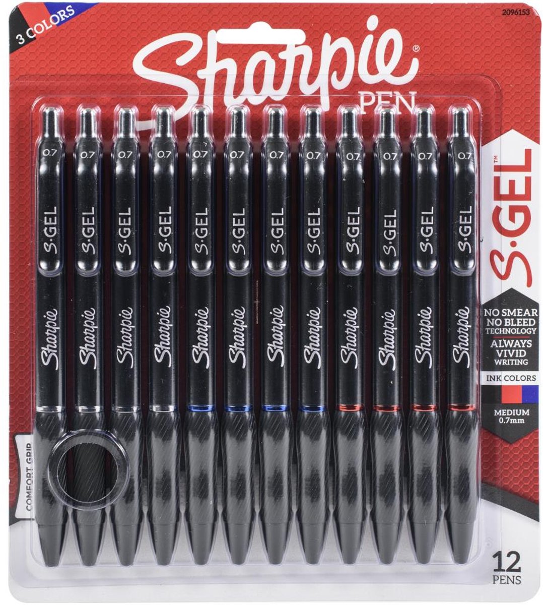 Sharpie - S-gel - zwart/rood/blauw - set van 12 pennen - 2096153