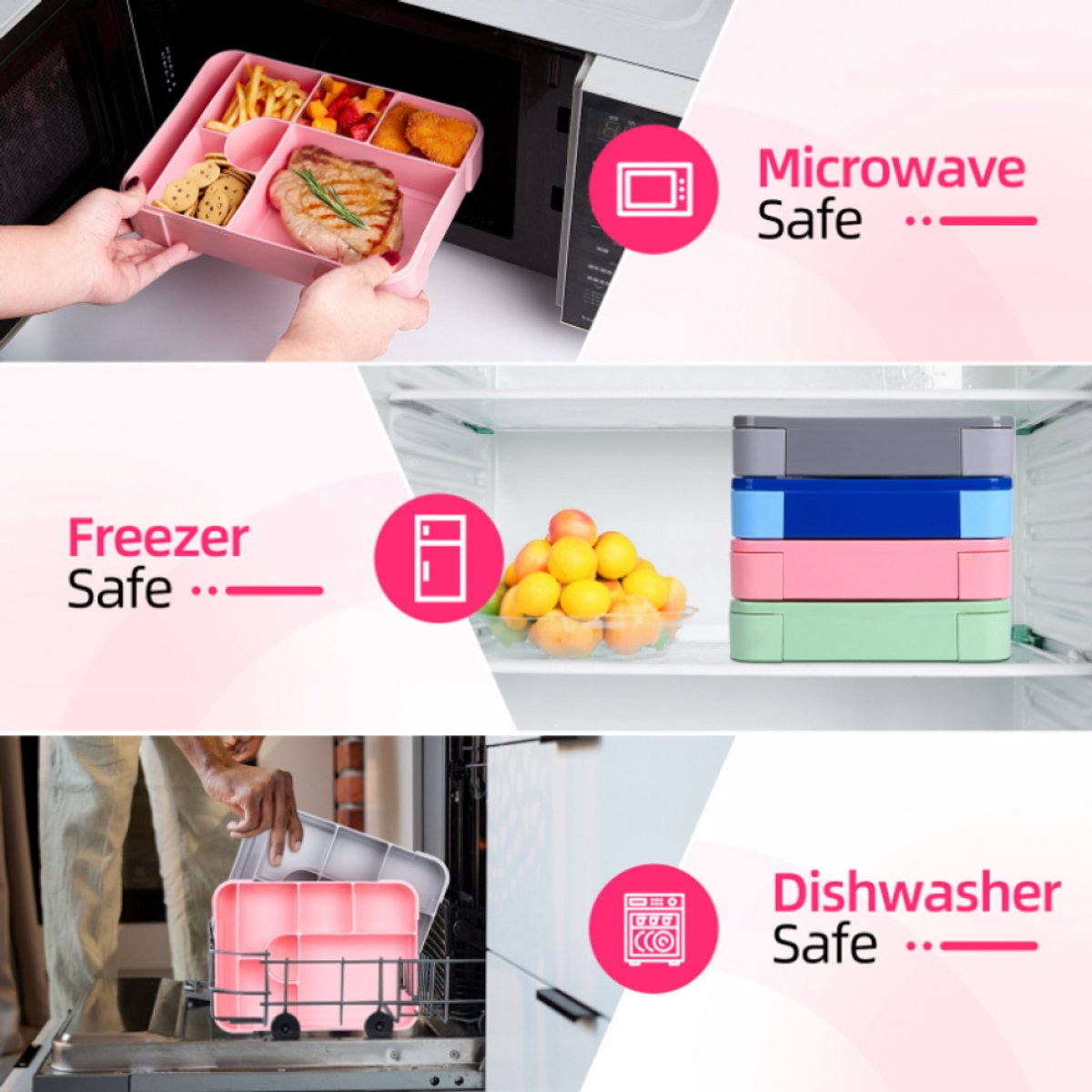 Lunchbox - Broodtrommel - 1330 ml - Broodtrommel voor Kinderen - Bento Box - Bentoboxen met Bestek - Lekvrij - Geïsoleerde Lunchbox Geschikt Voor Volwassenen en Kinderen, Picknick, Werk, School - Zwart — cadeau in Koken & Dineren - foto 5