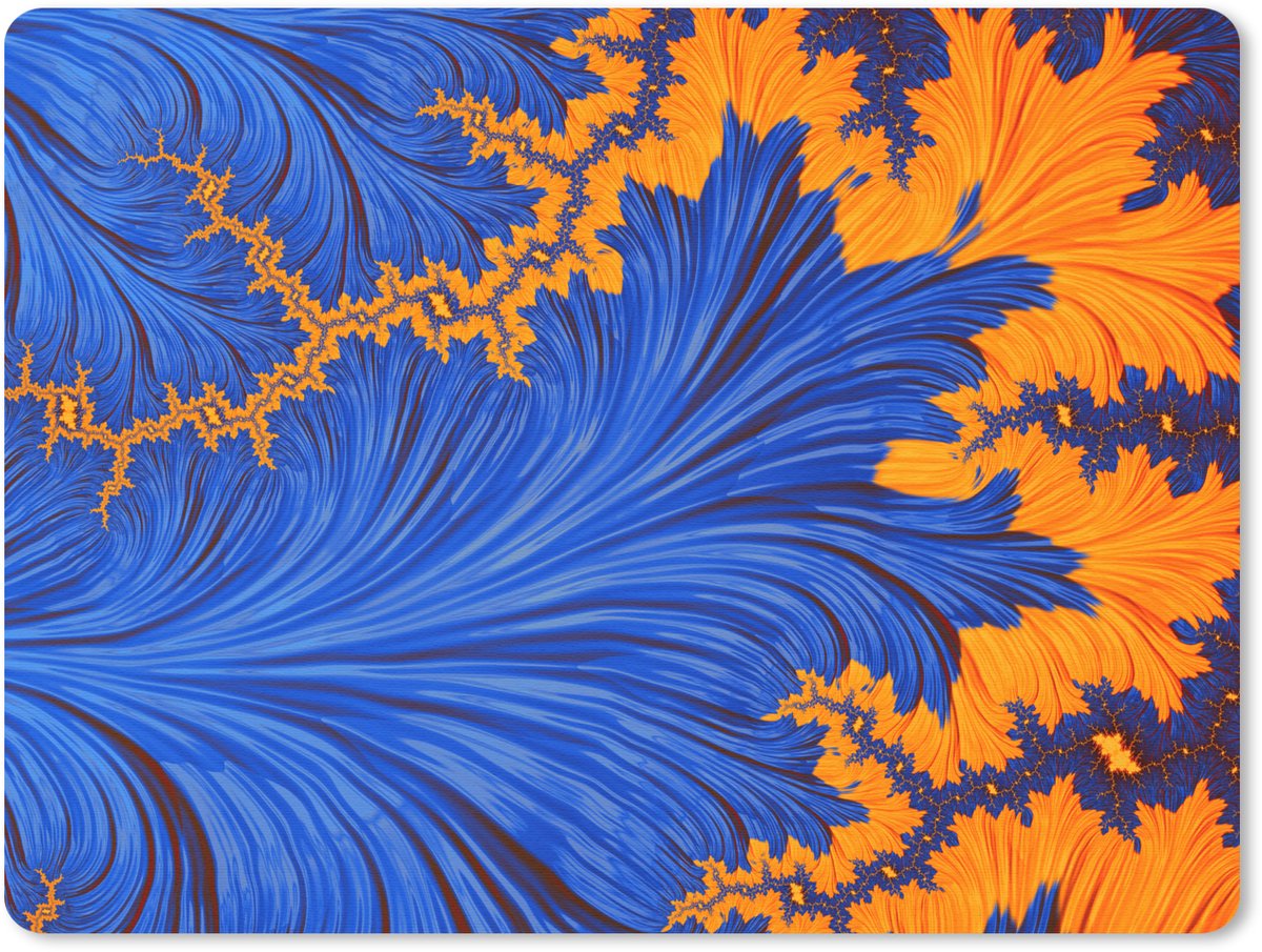 Muismat Psychedelic art - Psychedelische kunst met blauw en oranje muismat rubber - 23x19 cm - Muismat met foto