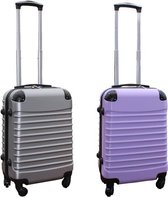 Travelerz kofferset 2 delig ABS handbagage koffers - met cijferslot - 39 liter - zilver - lila