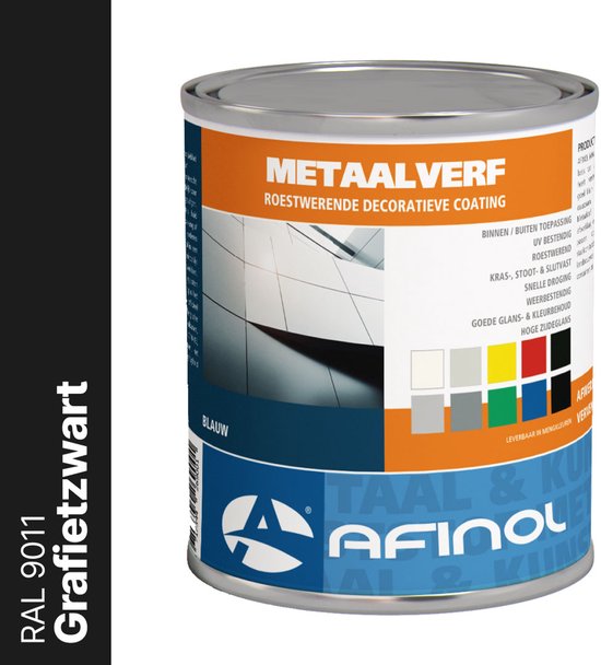 Blik verf van Afinol Metaalverf Roestwerende Decoratieve Coating in Grafietzwart.