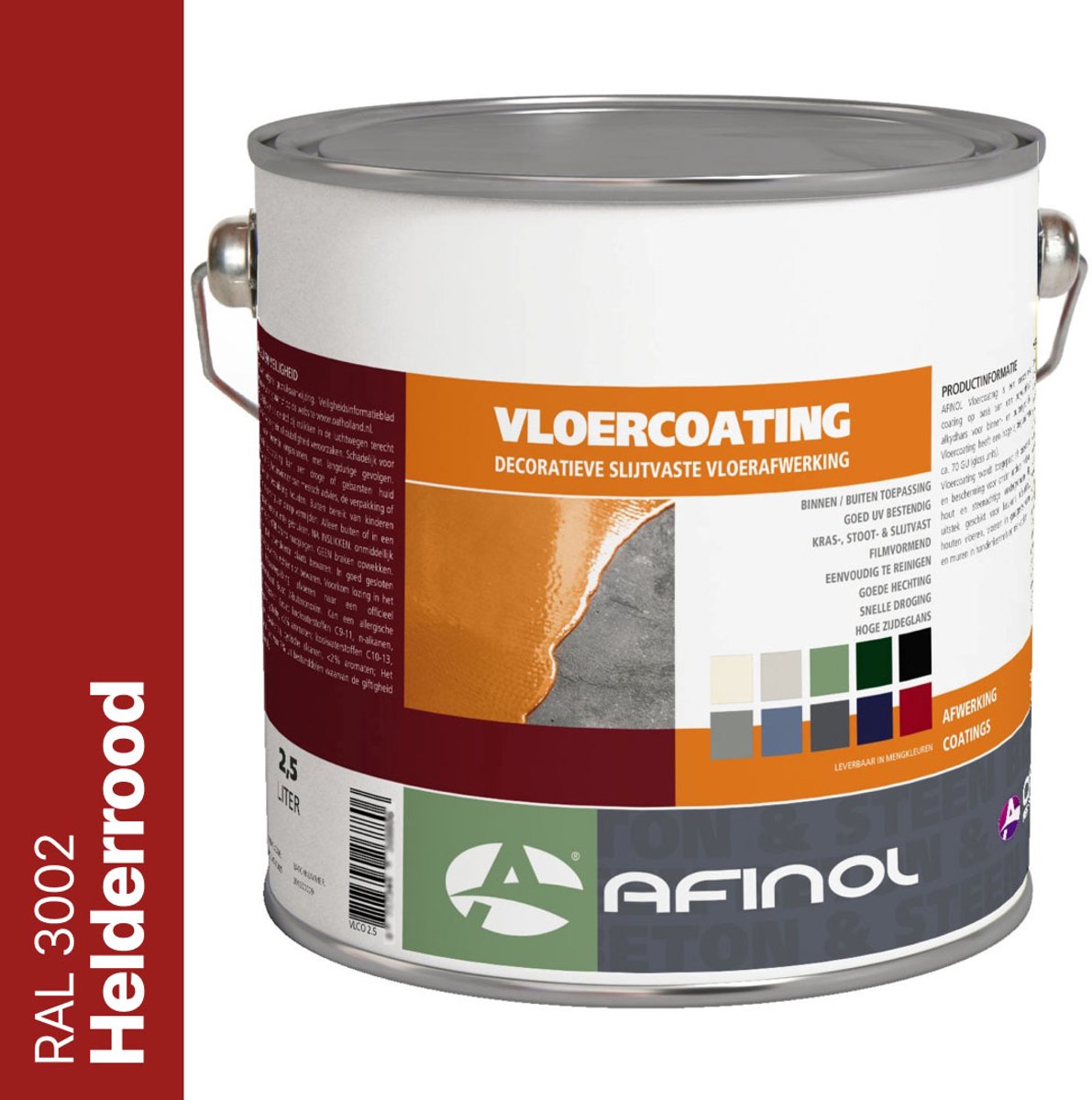 Afinol Vloercoating Helderrood (RAL 3002) 2,5 liter