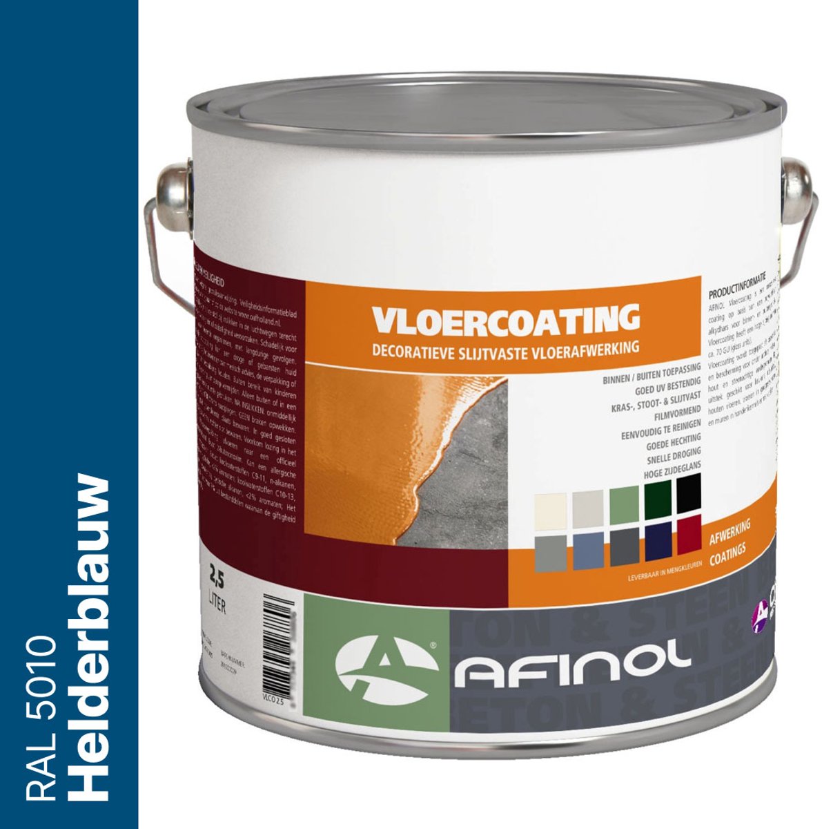 Afinol Vloercoating Helderblauw (RAL 5010) 2,5 liter