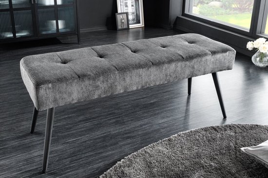 Canapé Design BOUTIQUE 100cm cordon gris foncé pieds métal noir - 43316