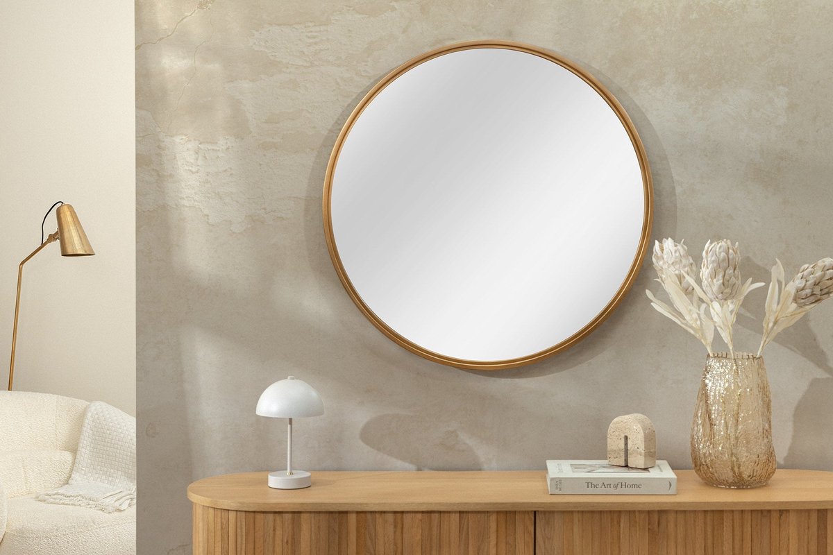 Ronde wandspiegel PORTRAIT 60cm goud ijzer handgemaakt - 46096