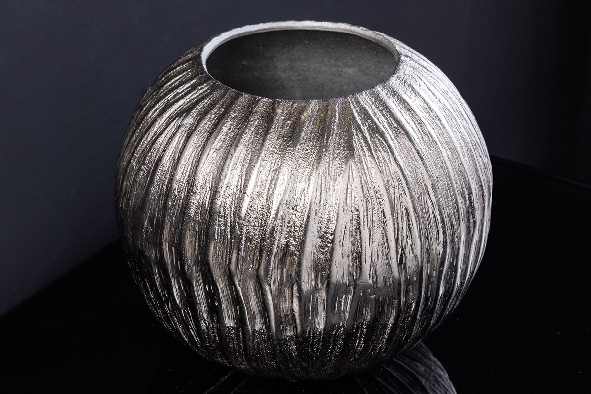 Moderne vaas ELEGANCE 25cm zilver gehamerd design - 44841