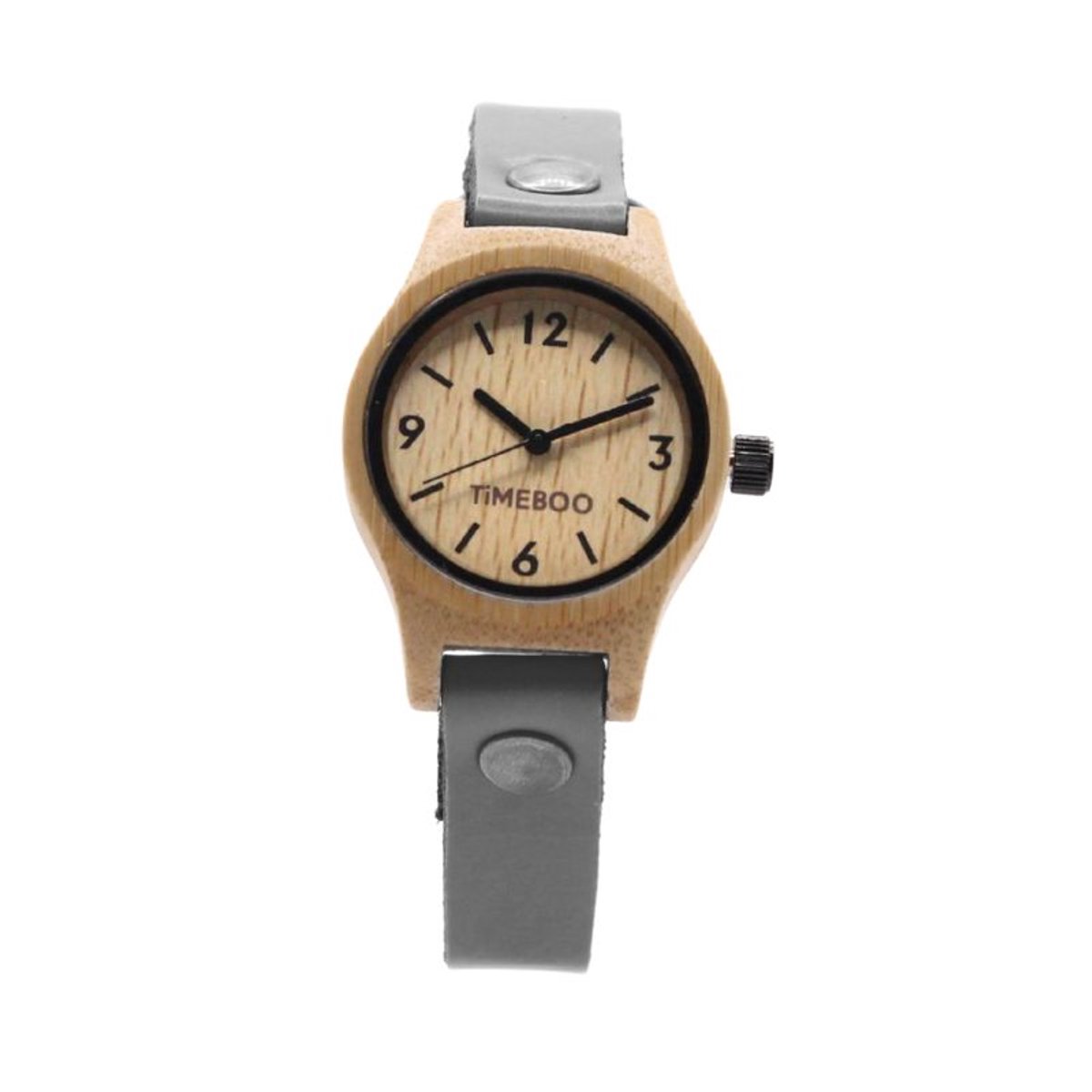 Timeboo horloge Small | Bamboe houten horloge | dames - leer - Grey