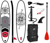 XQMax SUP Board - Opblaasbaar Paddle Board - Complete Set R- Met Pomp / Draagtas / Verstelbare Peddel / Enkelkoord / Reparatiekit - Max. 150KG - 320x76x15cm - Kompas