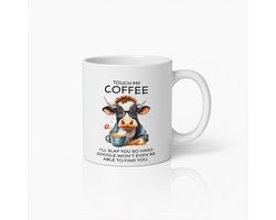 Grappige Koe Koffiemok – Humoristische 'Raak Mijn Koffie Aan' Beker met Uniek Dierdesign