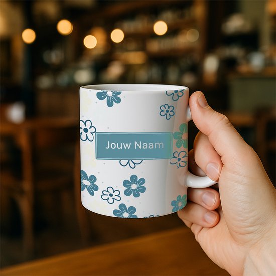Tasse personnalisée avec motif floral et nom - Tasse à café élégante en céramique sur mesure